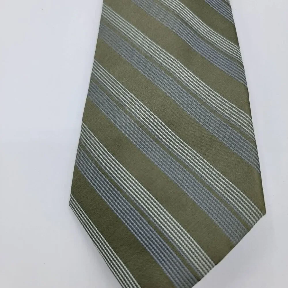 Steve & Barry's Men’s necktie Green W/Blue & White Stripes 58.5 x 3.75